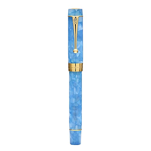 Jinhao 100 Classic Füllfederhalter, Himmelblau, Acryl, Goldverzierung, feine Spitze, mit Konverter und Stiftetui, Set von Lanxivi