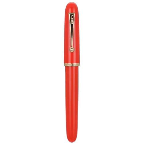 Jinhao 9016 Füllfederhalter Medium Heartbeat Point, Dadao Serie Rot Acryl mit großem Konverter zum Schreiben von Lanxivi