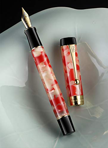 Jinhao Classic Füllfederhalter Koi Rot, mittlere Feder mit Konverter und Stiftetui aus Metall von Lanxivi