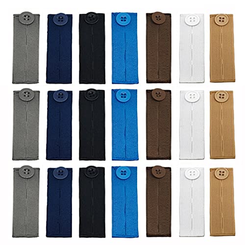 21 PCS Bunderweiterung Verstell Jeans Taille Erweiterung Knopf Elastic Waist Extenders Hosenbunderweiterung mit Harzknopf 4-stufig verstellbar Taillenverlängerung für Schwanger Hosen Röcke von Laonainai