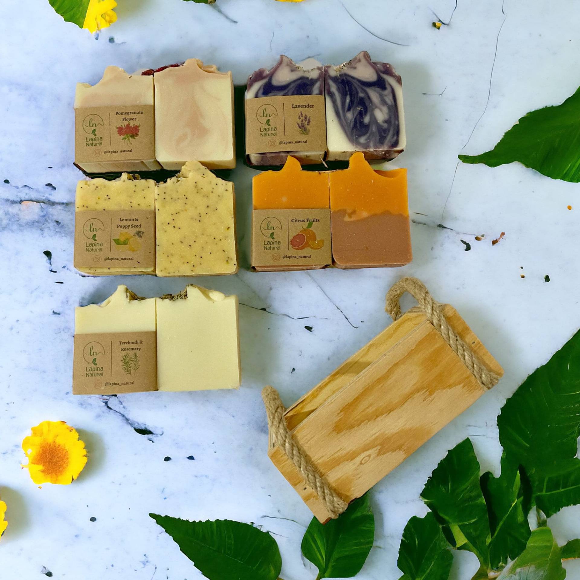 Handgemachte Naturseifen Vegan Set, Mediterrane Brise, Seifen-Set in Geschenkbox Aus Holz, Ungewöhnliches Einweihungsgeschenk, Schönheit Und Luxus von LapinaNatural