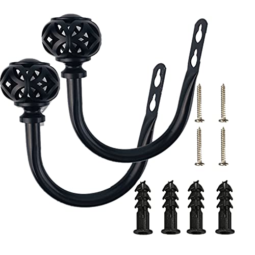 Lapyyne 1 Paar Gardinen Haken Aus Metall - Retro EIN der Wand Montiert Vorhang Halter Raffhalter Wand Haken Quaste Gardinen Halter (Schwarz) von Lapyyne