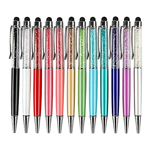 Lapyyne 12 Teile/Paket Bling Bling 2 in 1 Schlank Kristall Diamant Stylus Kugelschreiber (12 Farben) von Lapyyne