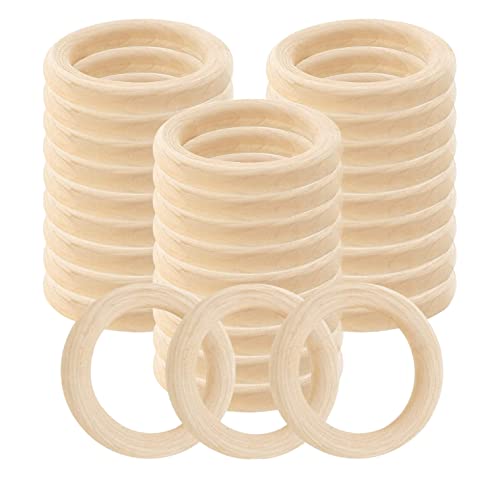 Lapyyne 30 StüCk Natur Ringe 60Mm Unvollendeter Makramee Ring Kreise für Mach Es Selbst Ring AnhäNger Schmuck Herstellung von Lapyyne