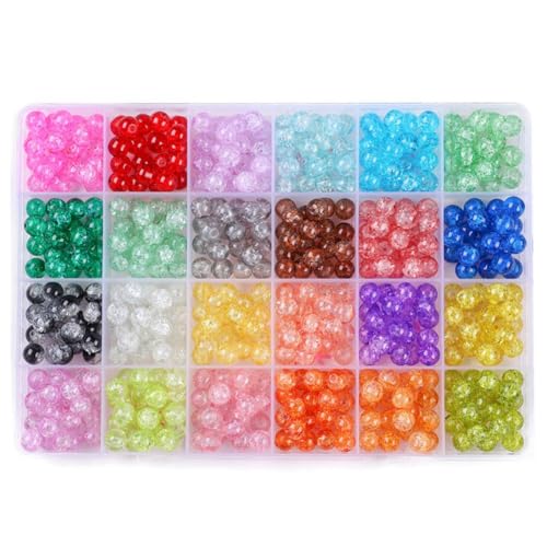 Lapyyne 480 Stück Crackle-Glasperlen, 8 Mm, Kristallperlen, Armbandperlen, Edelstein-Kugelperlen, Lose Distanzperlen von Lapyyne