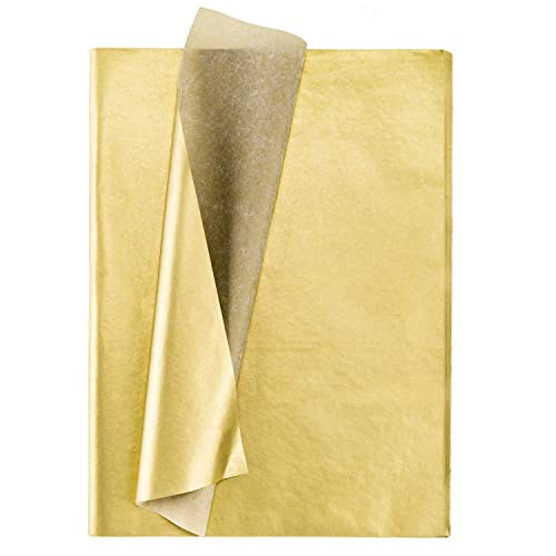 Lapyyne Gold Seiden Papier, 100 Blatt Metallic Verpackung Geschenkpapier für Geburtstag Feier, JubiläUm Valentinstag Geschenk Papier Dekoration von Lapyyne