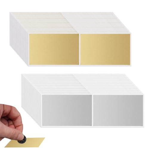 100 Stück Rubbellose Selber Machen Rubbelaufkleber 50 X 70mm Rubbelsticker Rubbellos Aufkleber Diy-Rubbelaufkleber für Gutscheine Überraschungsaufkleber für Geburtstage, Hochzeiten (Silber,Gold) von Laralily