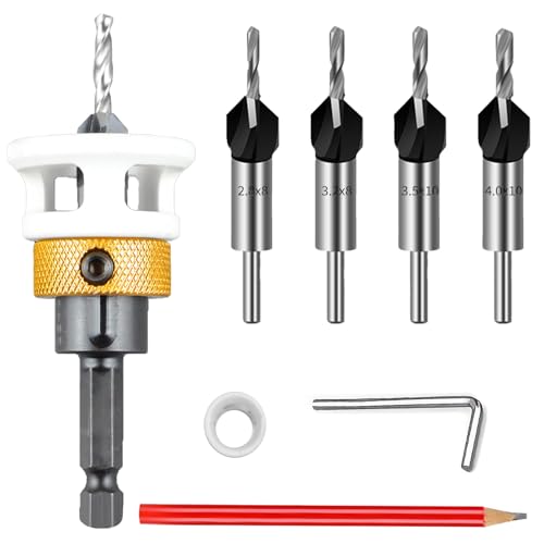 6er-Pack Bohrer mit Senker Holzbohrer Mit Senker Senkbohrer Holz mit Tiefenanschlag, Bohrsenker Senker Holzbohrer mit 1/4 Hex Schaft Präzise Bohrungen für Holzverarbeitung. von Laralily