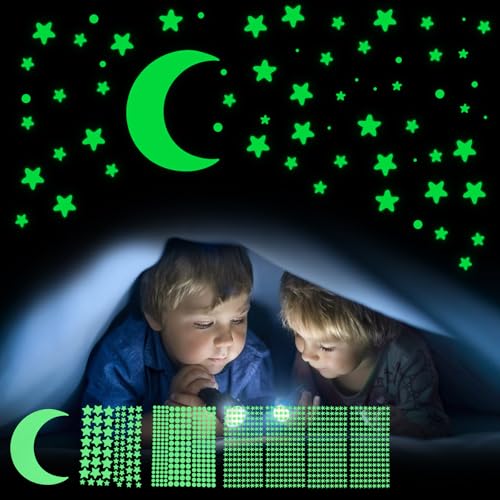 870 Stück Leuchtsterne Selbstklebend Fluoreszierende Sterne Leuchtende Sterne für Kinderzimmer DIY Fluoreszierende Stern Aufkleber für Baby's Schlafzimmer Kinderzimmer Wohnzimmer Dekoration von Laralily