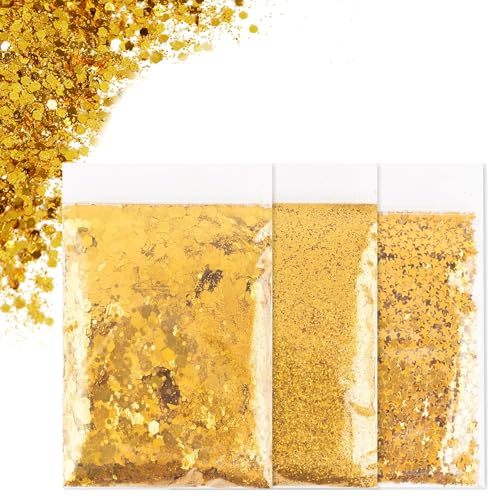 Glitzerpulver 3PCS,Glitzerpulver Zum Basteln für Weihnachten,Kerzen,Nägel,Make-Up,Handwerk,Glitzer Pulver Zum Basteln Hochglanz-Effekt,Vielseitig Einsetzbar,Glitzer Zum Basteln Fein und Glänzend von Laralily