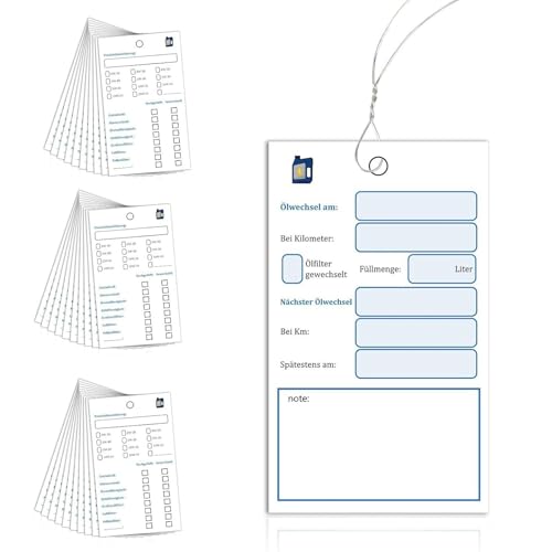 Ölwechselzettel 30 Stück Öl Service Anhänger Schilder,10 X 6 Cm Ölwechsel Schilder Inspektion Etikett,Mit Stahldraht.Es Ist Ein Guter Helfer Bei Der Autowartung Und Beim Ölwechsel von Laralily