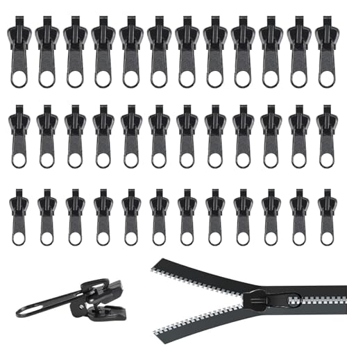 Reißverschluss-Reparaturset 36 Stück Reißverschluss Zipper Schwarz Reißverschluss Reparieren,3 Größen Zipper Repair Kit.Abnehmbare Geeignet für Jacken,Rucksäcke,Koffer,Taschen,Bettwäsche von Laralily