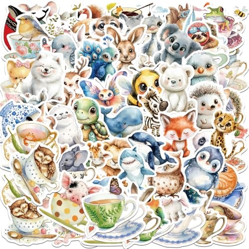 Sticker Tiere, 100 Blatt Cute Sticker Tier Sticker Aufkleber Tiere Vinyl Sticker Tiersticker Geeignet für Laptops Mobiltelefone Fahrräder Koffer von Laralily