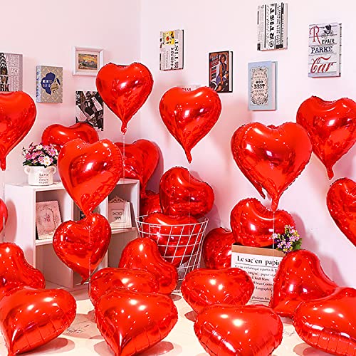 20 Stück 46CM Rot Helium Herzballons Folienballons Luftballons Herzform Heliumballons Herzluftballons für Geburtstag Valentinstag Hochzeit Verlobung von Larber