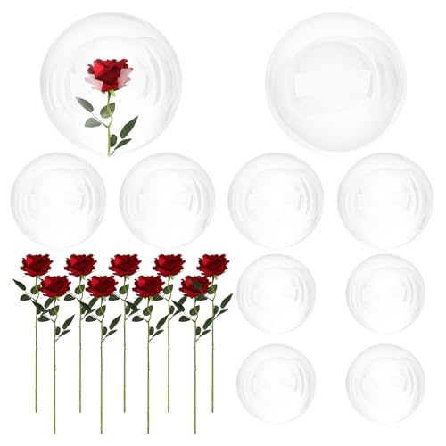 Larber 10pcs Bobo Klar Luftballons with Rose, 2 Größen Klare Runde Ballons Transparente luftballon zum Befüllen für Valentinstag Dekoration, Parteien, Hochzeiten, Geburtstage und Jubiläumsfeiern Dek von Larber