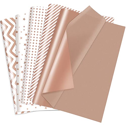 Larcenciel 50 Blatt Seidenpapier, 50x70cm Rosegold Seidenpapier für Geschenktüten und Geschenkverpackung, Metallisches Glitzer-Geschenkpapier für Geburtstage, Hochzeiten, Weihnachten, Feiertage von Larcenciel