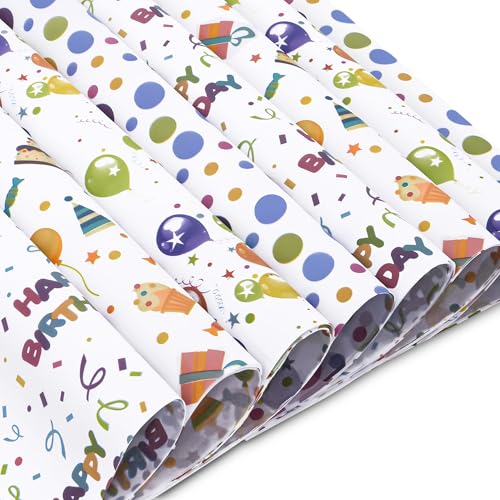 Larcenciel Seidenpapier, 60 Blatt Geburtstag Seidenpapier Verpackungsmaterial zum Basteln, Bunt Geschenkpapier mit Niedlich Muster, Füllmaterial Geschenk für Geburtstag Babyparty Hochzeit, 50x35CM von Larcenciel