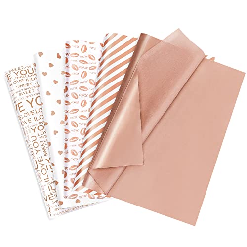 Larcenciel Seidenpapier 50 Blatt, Metallic Rose Gold Seidenpapier für Geschenktüten & Geschenkverpackung, Glänzende Geschenk Verpackungsmaterial für Valentinstag, Geburtstag, Hochzeit (50 x 35 cm) von Larcenciel