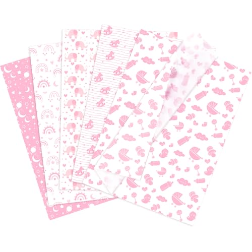 Larcenciel Seidenpapier 50 Blatt, Rosa Seidenpapier Verpackungsmaterial mit Sterne Liebe Regenbogen Muster, Pastell Geschenkpapier Mädchen-Design Packseide für Baby Shower, Party, Taufen (50x35cm) von Larcenciel