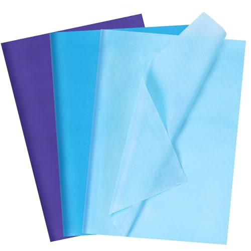 Larcenciel Seidenpapier Blau, 60 Blatt Bunt Seidenpapier Verpackungsmaterial für Geschenktüten & Geschenkverpackung, Packseide Seifenpapier für Weihnachten Neujahr Geburtstag Hochzeit Party (50x35CM) von Larcenciel