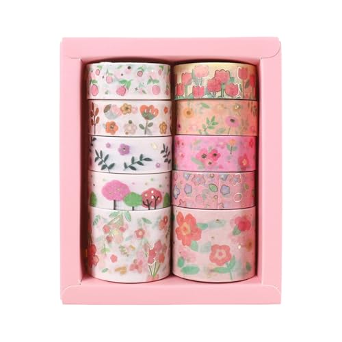 Larfraecy 10 Rollen Florales Washi Tape Set 30MM und 15MM Breites Blume Washi Tape,Masking Tape Dekoratives Klebebänder für DIY Handwerk Bullet Journals Scrapbooking Verpackung (Rosa) von Larfraecy