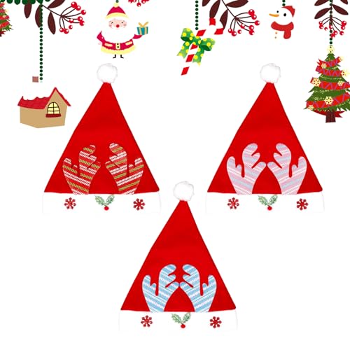 Larfraecy 3PCS Weihnachten Cartoon Geweih Dekoration Hüte für Kinder,Non-Woven Neujahr Hüte,Urlaub Hüte für Weihnachten Neujahr Festliche Urlaub von Larfraecy