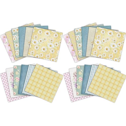 Larfraecy Scrapbook Bastelpapier 24 Blatt Blumen Scrapbooking Papier,Decoupage Papier 15,2x15,2 cm Papier Block Dekoratives Bastelpapier für Kartenherstellung Sammelalbum (Helle Blumen, 6x6Zoll) von Larfraecy