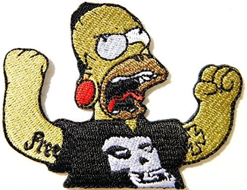 Simpson Misfits Skull Rock Comics Cartoon Logo Punk Rock Heavy Metal Music Band Jacket shirt hat blanket backpack T shirt Patch Embroidered Appliques Symbol Badge Cloth Sign Costume Gift von Large husky music patches