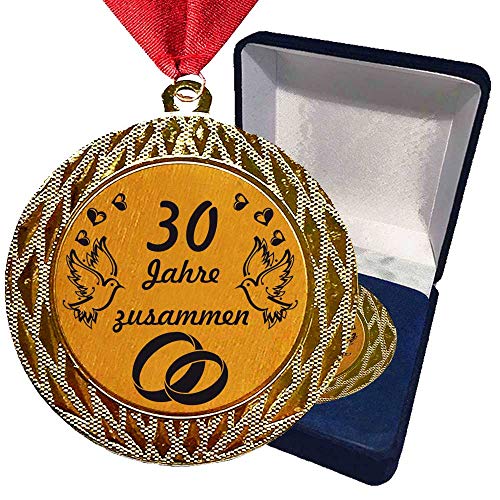 Larius Medaille Orden 30 Jahre zusammen Hochzeit Hochzeitsgeschenk Geschenk Auszeichnung Ehrenorden Wunschtext (mit Schachtel) von Larius