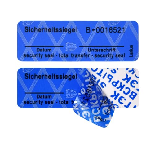 Larius Sicherheitsetiketten - Transfer Typ Siegel Sicherheitssiegel Security Seals - Deutsche Version (Blau, 1000) von Larius