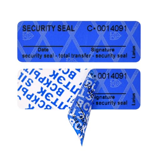 Larius Sicherheitsetiketten - Transfer Typ Siegel Sicherheitssiegel Security Seals - English Version (Blau, 100) von Larius