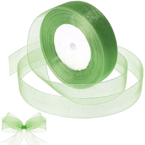 Durchsichtiges Band, grasgrünes Tüllband, dünnes Chiffonband, Drahtbänder für Geschenkverpackungen, Basteln, Blumenstrauß, Osterkränze, Schleifen, Hochzeitseinladung, 45,7 m Durchsichtiges Band, grasgrünes Tüllband, dünnes Chiffonband, Drahtbänder für Geschenkverpackungen, Basteln, Blumenstrauß, Osterkränze, Schleifen, Hochzeitseinladung, 45,7 m von Larrel