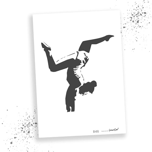 LaserCad Schablonen BANKSY Streetart (B046, Handstand (Ukraine), DIN A2) Stencil für Graffiti, Airbrush, Kunst, Deko, zum Malen von LaserCad