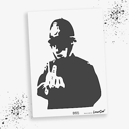 LaserCad Schablonen BANKSY Streetart (B065, Rude Copper, DIN A4) Stencil für Graffiti, Airbrush, Kunst, Deko, zum Malen von LaserCad