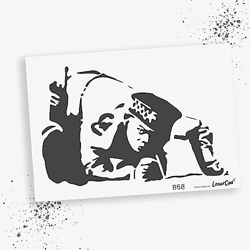 LaserCad Schablonen BANKSY Streetart (B068, Snorting Copper, DIN A7) Stencil für Graffiti, Airbrush, Kunst, Deko, zum Malen von LaserCad