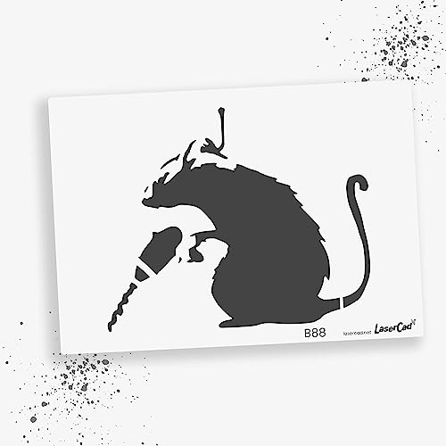 LaserCad Schablonen BANKSY Streetart (B088, Drill Rat, DIN A2) Stencil für Graffiti, Airbrush, Kunst, Deko, zum Malen von LaserCad