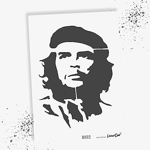 LaserCad Schablonen BANKSY Streetart (B102, Che Guevara, DIN A2) Stencil für Graffiti, Airbrush, Kunst, Deko, zum Malen von LaserCad