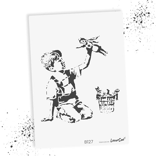 LaserCad Schablonen BANKSY Streetart (B127, Game Changer, DIN A4) Stencil für Graffiti, Airbrush, Kunst, Deko, zum Malen von LaserCad