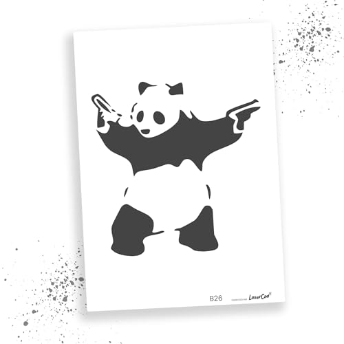 LaserCad Schablonen BANKSY Streetart (B026, Panda, DIN A3) Stencil für Graffiti, Airbrush, Kunst, Deko, zum Malen von LaserCad