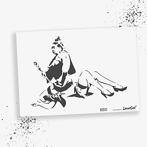 LaserCad Schablonen BANKSY Streetart (B80, Queen Vic, DIN A6) Stencil für Graffiti, Airbrush, Kunst, Deko, zum Malen von LaserCad