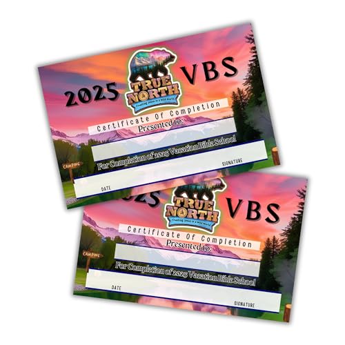 2025 VBS True North Certificate of Completion 50 pk 15,2 x 22,9 cm Vacation Bible School Award Teilnahme Northern Lights Cold Snow Supplies Kit Bulk von Lashicorn