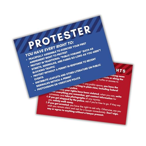 Know Your Protest Rights Reference Post Card Wallet Reference 30 pk 10,2 x 15,2 cm Police Poster Freedom of Speech Guide Constitutional America Law von Lashicorn