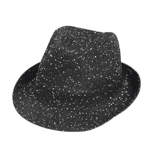 Laspi Fedoras-Hut für Erwachsene, mit Pailletten, atmungsaktiv, für Karneval, Party, lässiger Treffen, elegante Hüte für Herren, Mützen für Damen, Netzstoff von Laspi