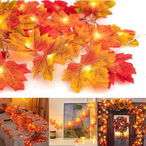 Laspi Herbst Lichterkette,4.5M 30 LED Halloween lichterkette Batterie,Halloween Deko Herbst Ahornblatt Girlande Lichterkette für Halloween Theme Erntedankfest Weihnachtsfeiern von Laspi