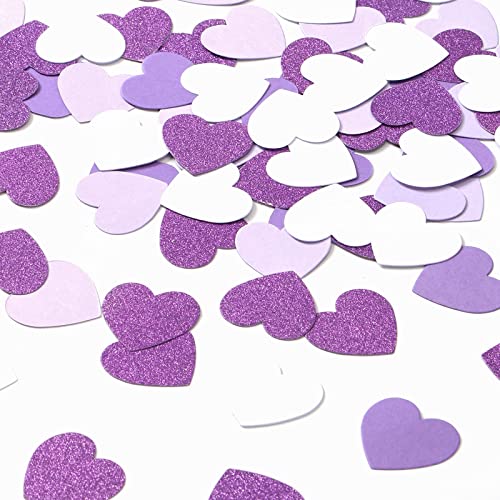 Lila Weiß Lavendel Herz Konfetti – 300 Stück Valentinstag Muttertag Dekor Glitzer Papier Konfetti Braut Baby Shower Hochzeit Junggesellinnenabschied Geburtstag Party Tischdekorationen von Lasting Surprise