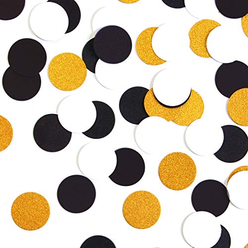 Schwarz Gold Weiß Party Tabelle Konfetti 300 Stück Glitter Sprinkles Papier Konfetti für Hochzeit Geburtstag Dusche Babyparty Dekoration Abschluss Halloween Party Deko von Lasting Surprise