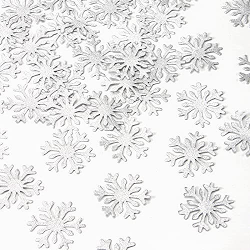 Weihnachtliches Glitzer-Schneeflocken-Papier-Konfetti – 300 Stück silberne Streusel, Tischkonfetti, Weihnachten, Feiertagsakzente, Thanksgiving, Winter-Party-Dekoration, dauerhafte Überraschung von Lasting Surprise