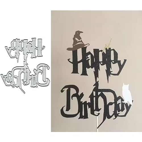 Metall-Stanzform mit Hut-Motiv "Happy Birthday", Papierkarten, Stanzschablonen für DIY, Prägung, Kartenherstellung, Buchanhänger, dekorative Papierschablonen, Scrapbooking von Lauboruan