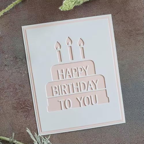 Metall-Stanzformen mit Aufschrift "Happy Birthday", Kuchenrahmen, Papierkarten, Stanzschablonen für DIY, Prägung, Kartenherstellung, Buchanhänger, dekorative Papierschablonen, Scrapbooking von Lauboruan