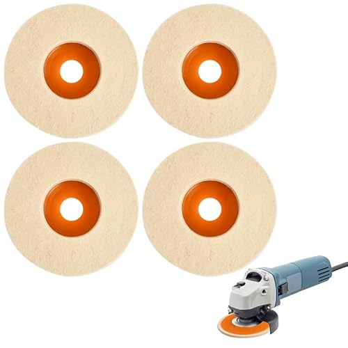 Laughhe 4 Pcs Wollfilz Polierscheibe, 125mm Polierscheibe Winkelschleifer, Filzpolierpads für Winkelschleifer Auto Polierscheibe für Bohrmaschine Schleifschleifen Tool von Laughhe